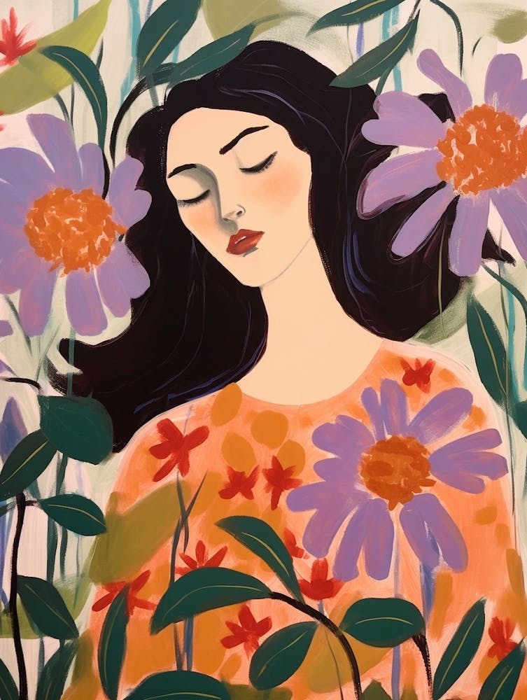 Woman With Autumnal Flowers Passionflower 1