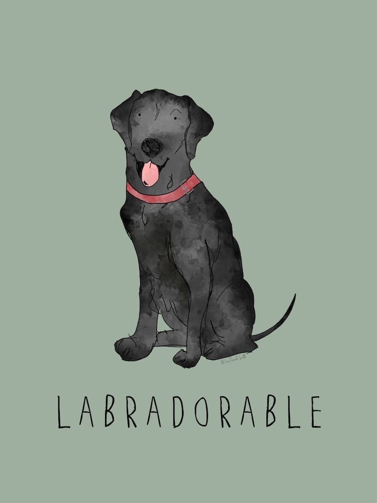 Black Labrador Dog Sage Green