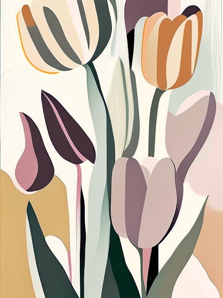 Fleur sauvage de Tulipe - Couleurs modernes et douces 1