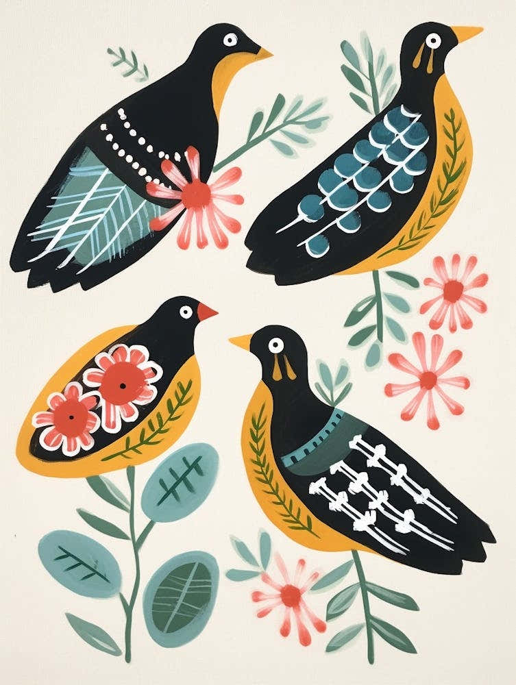 Folk Style Bird Painting Grouse 1