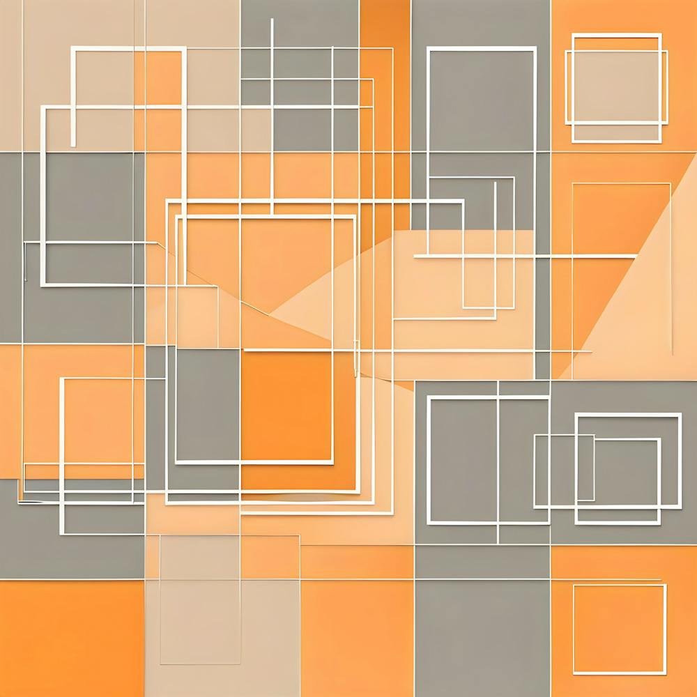 Abstract Orange And Grey Squares