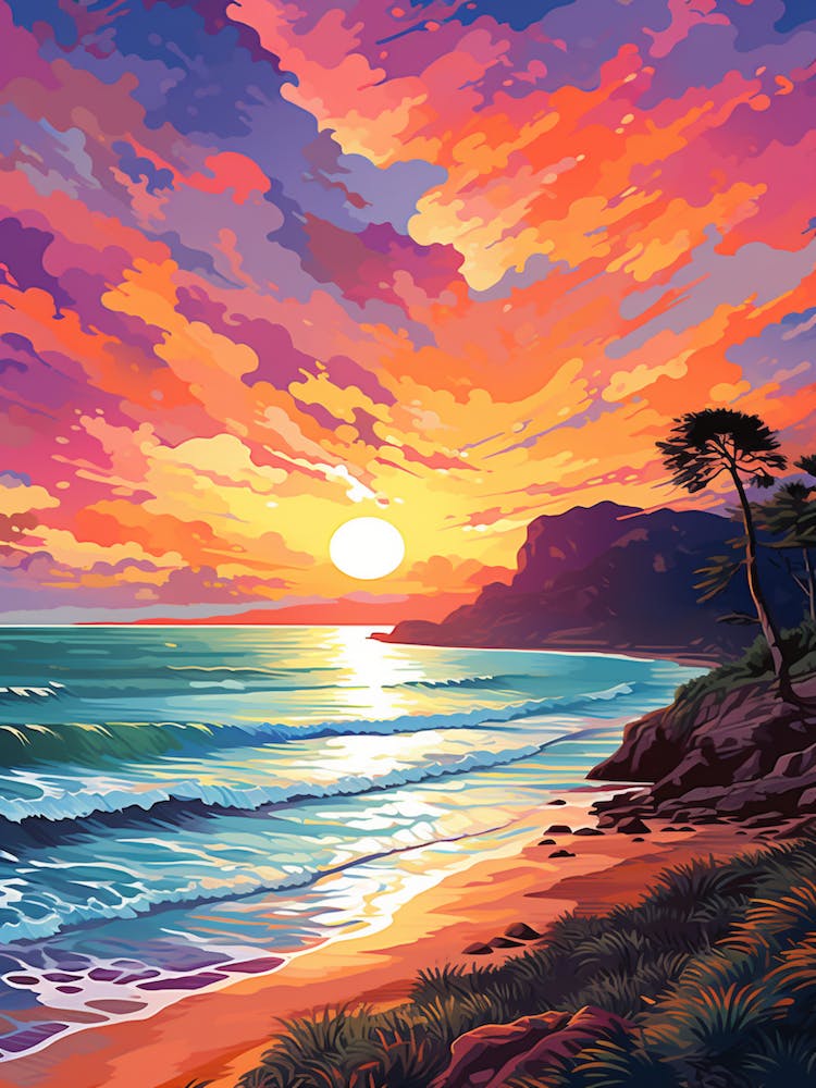 Four Mile Beach Australia At Sunset, Vibrant Painting 2