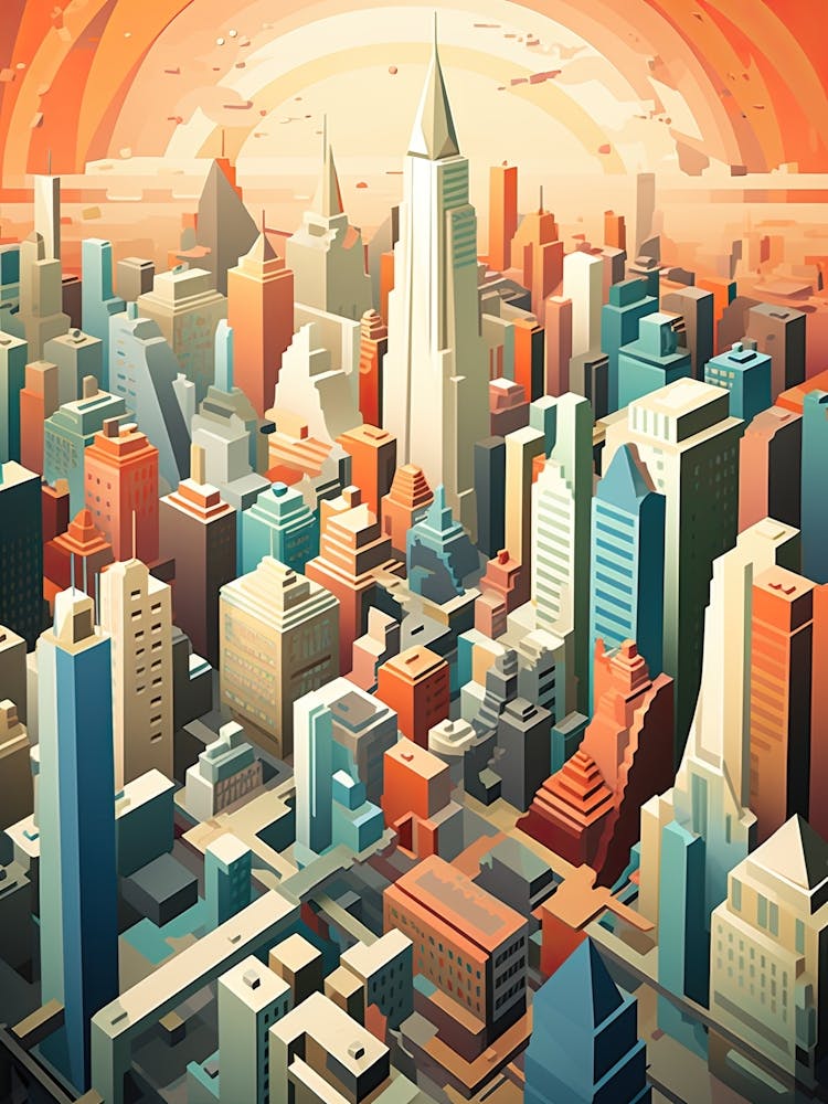 New York City View   Geometric Vector Illustration 1