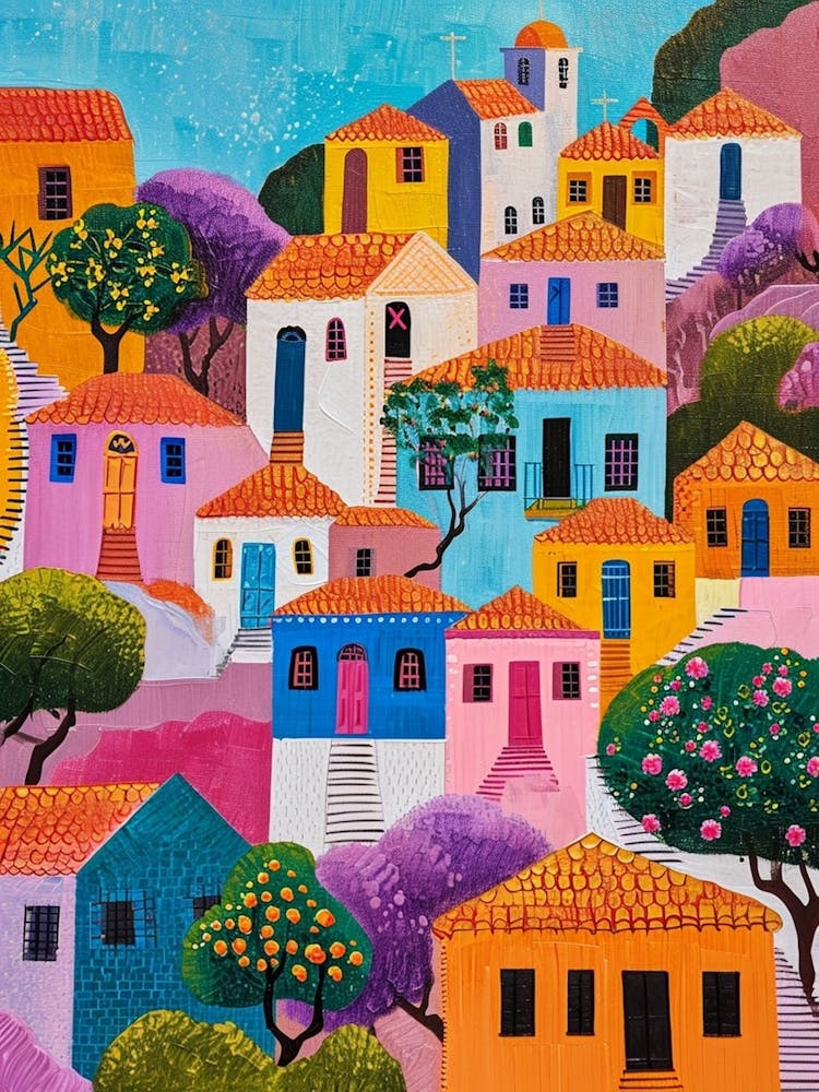 Kitsch Colourful Mediterranean Town  3