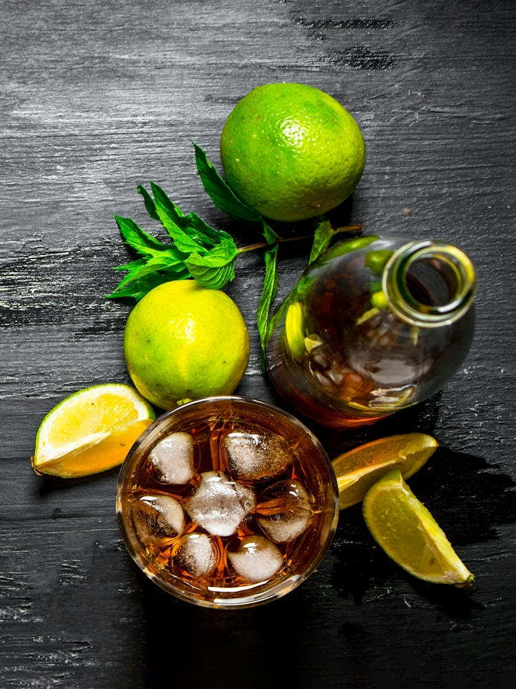 Rum, lime and mint — Food kitchen poster/blackboard, photo art 2