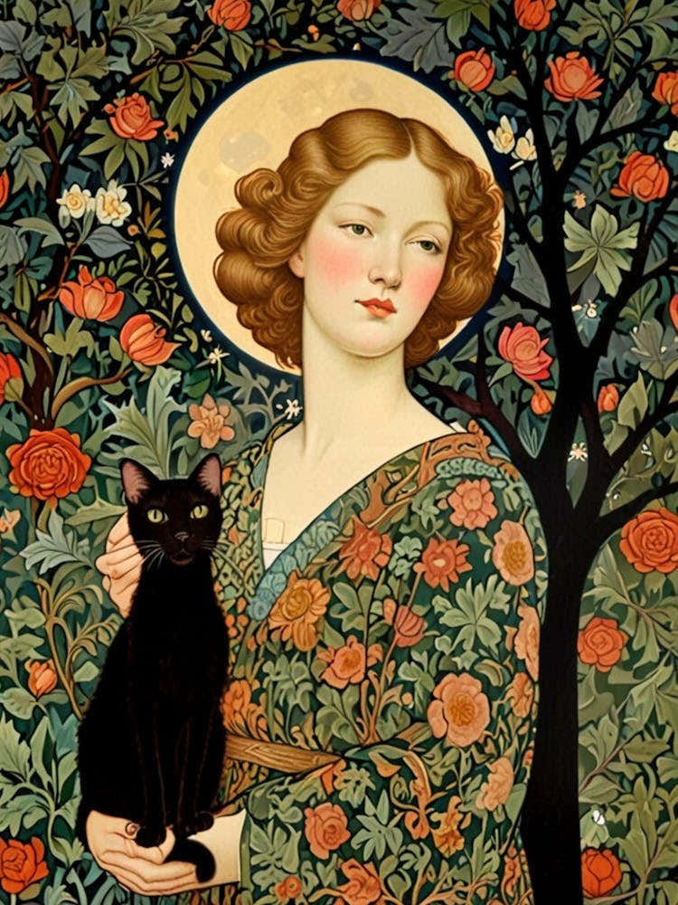 William Morris Lady With A Black Cat