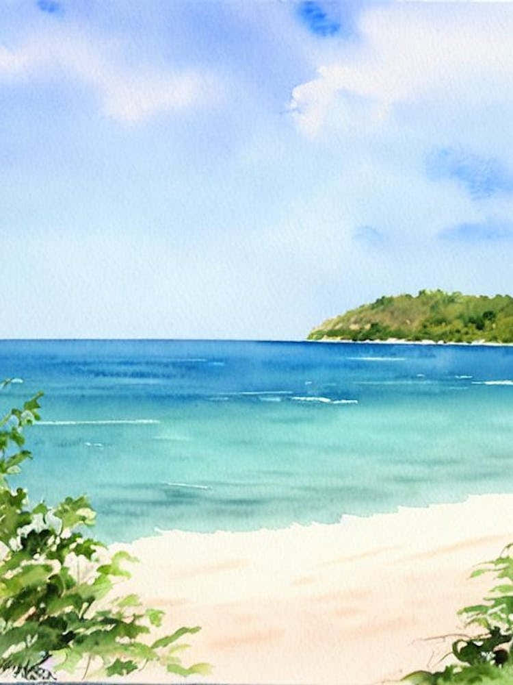 Seven Mile Beach 3, Jamaica Watercolour
