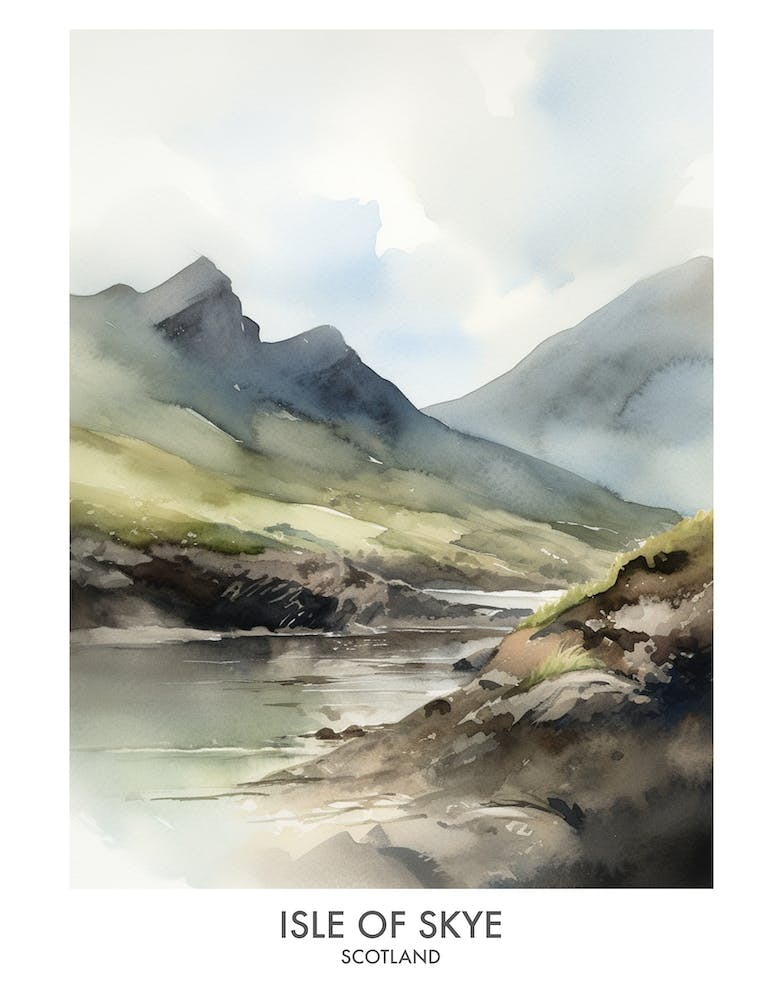 Isle Of Skye 5 Watercolour Travel Poster