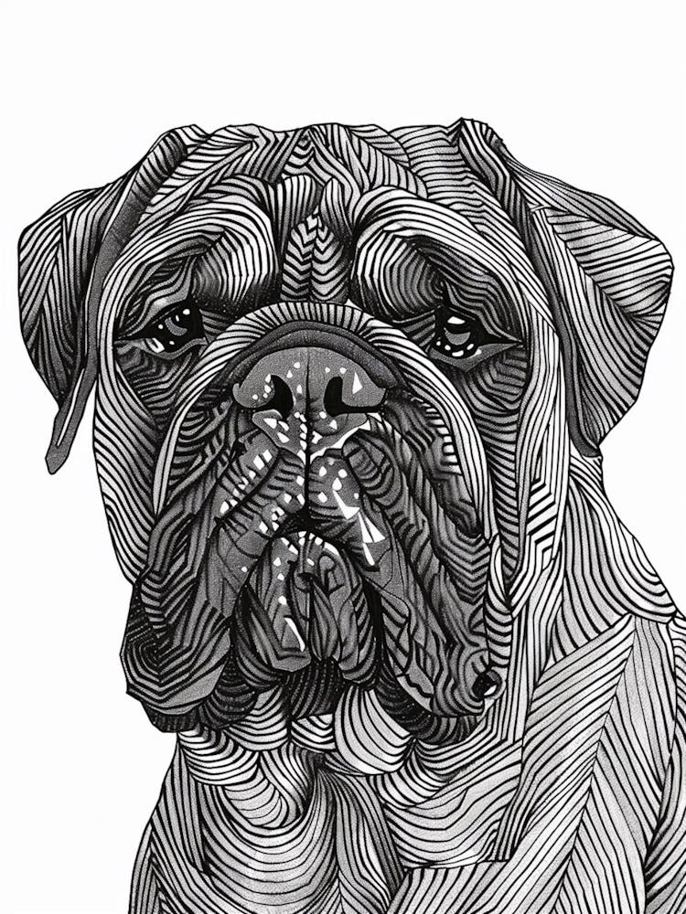 Dogue De Bordeaux Line Sketch 1