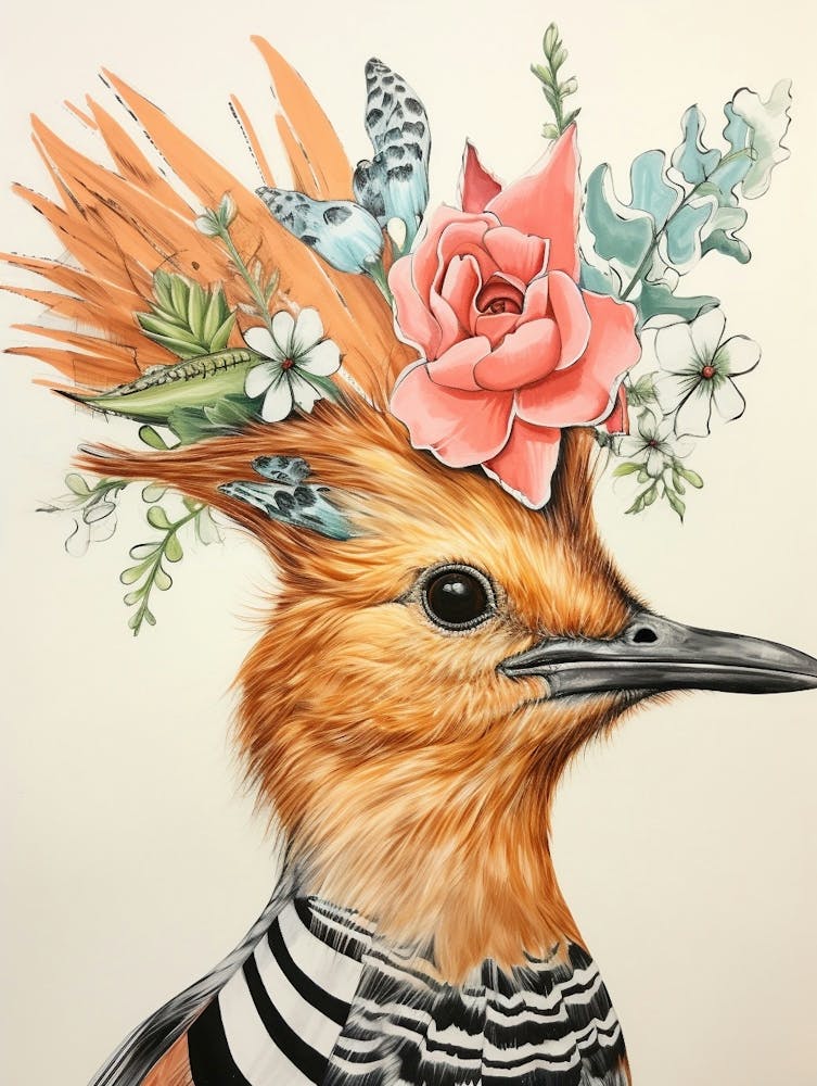 Oiseau Avec Une Couronne de Fleurs Huppe 4