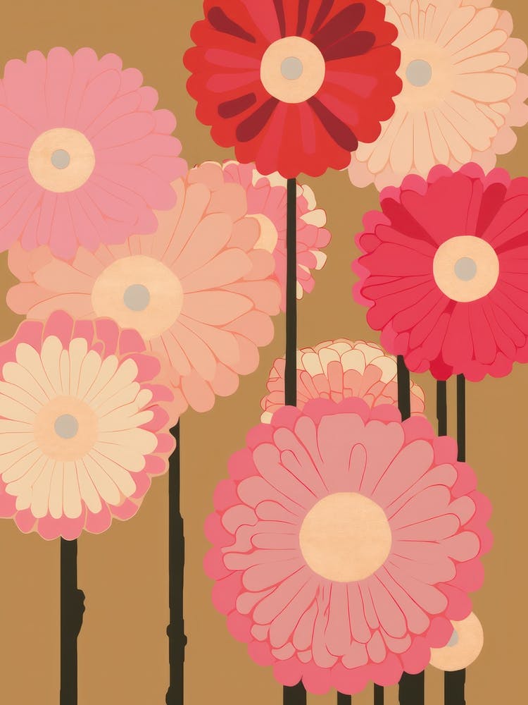 Gerbera Daisies Flower Big Bold Illustration 1