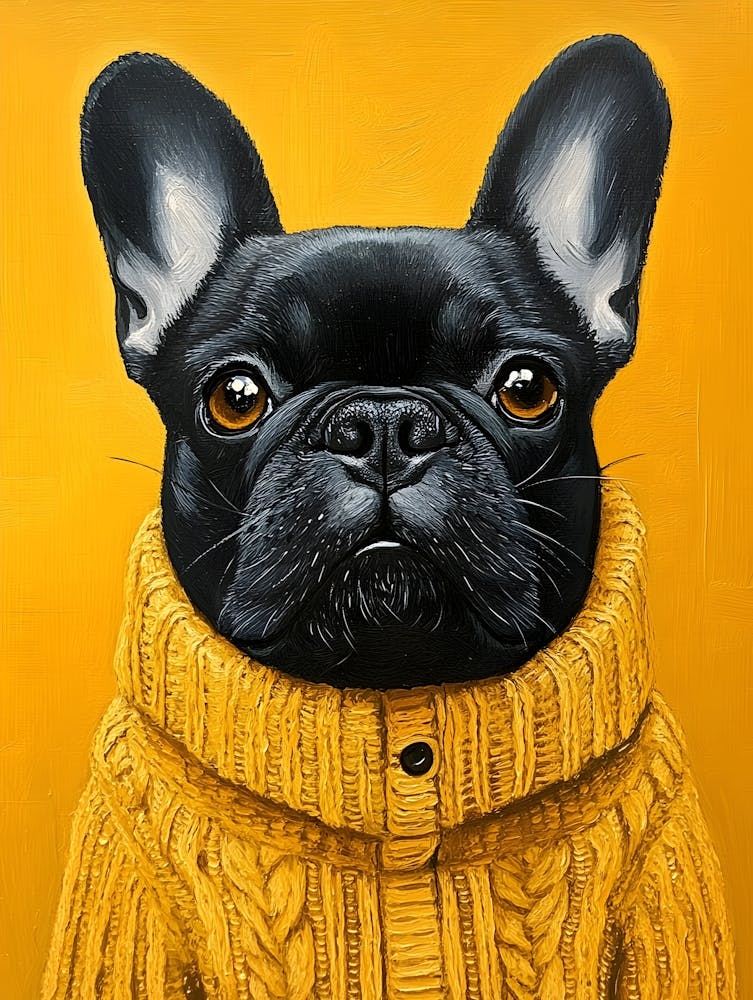 Frenchie In Yellow And Blue 1