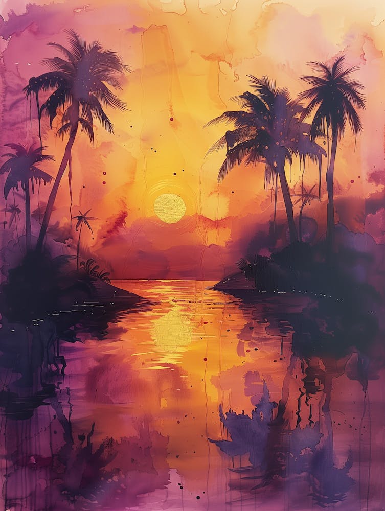 Sunset With Palm Trees 4