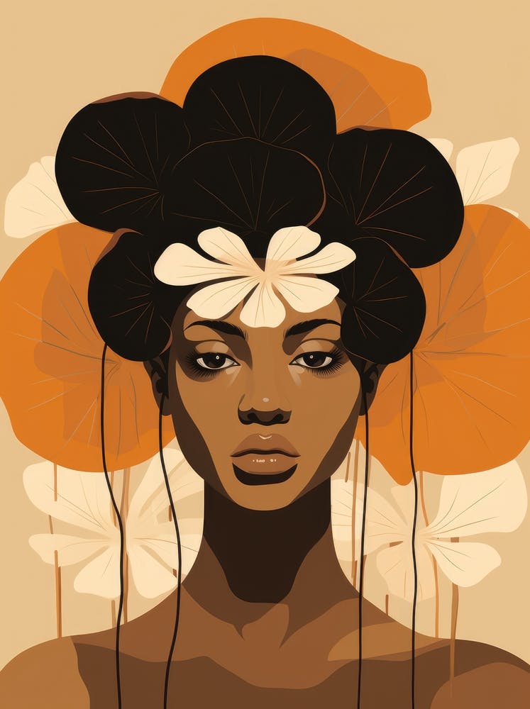 Black Woman With Flowers 1