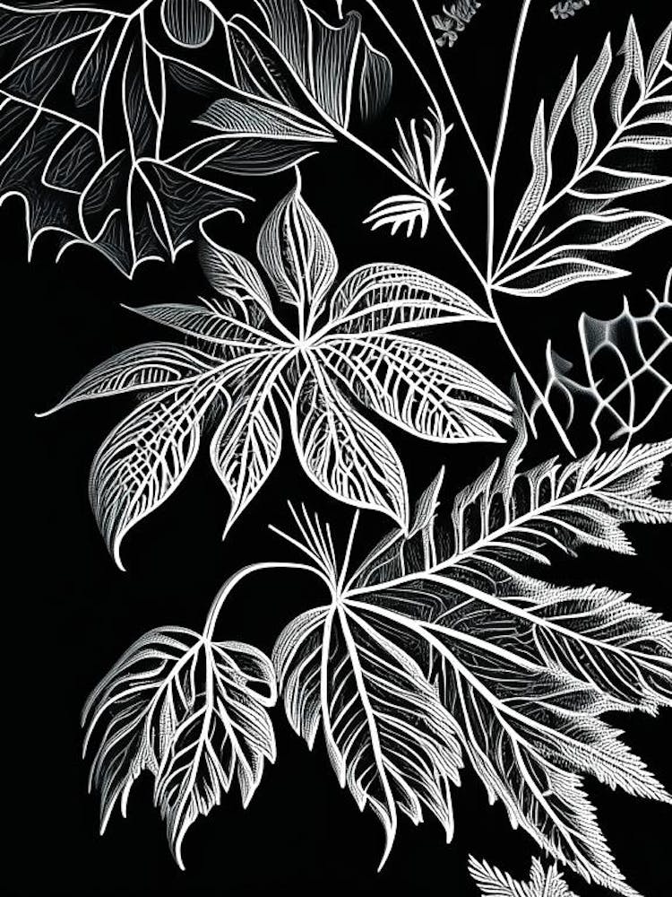 Touch Me Not Leaf Linocut 1