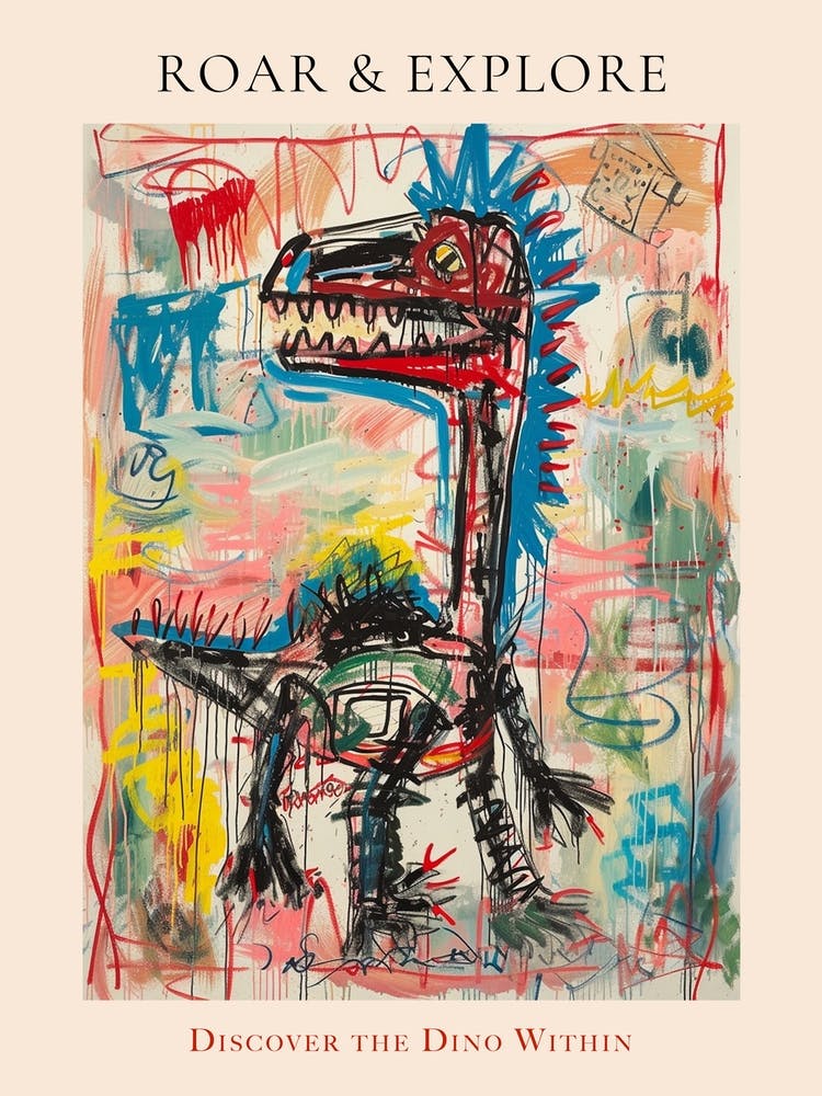 Wild Cartoon Brushstroke Dinosaur 3 Poster