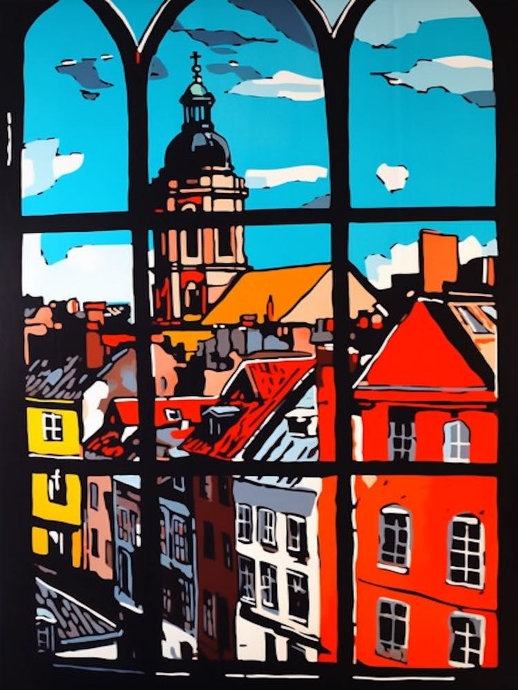 Window View Of Copenhagen Denmark In The Style Of Pop Art 4