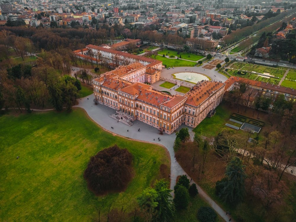 Villa Reale di Monza, Foto Aerea, Italy print.