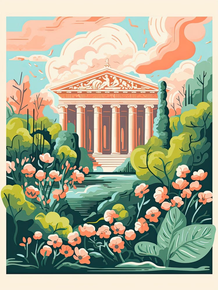 The Brandenburg Gate   Berlin, Germany   Cute Botanical Illustration Travel 1