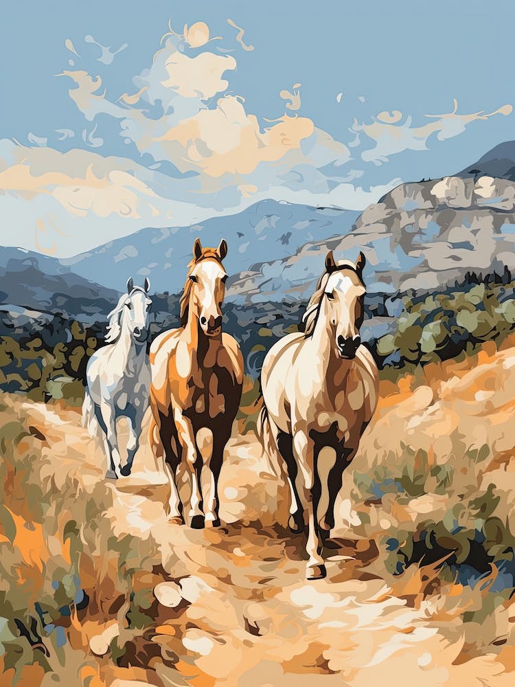 Horses Painting In Corsica, France 2