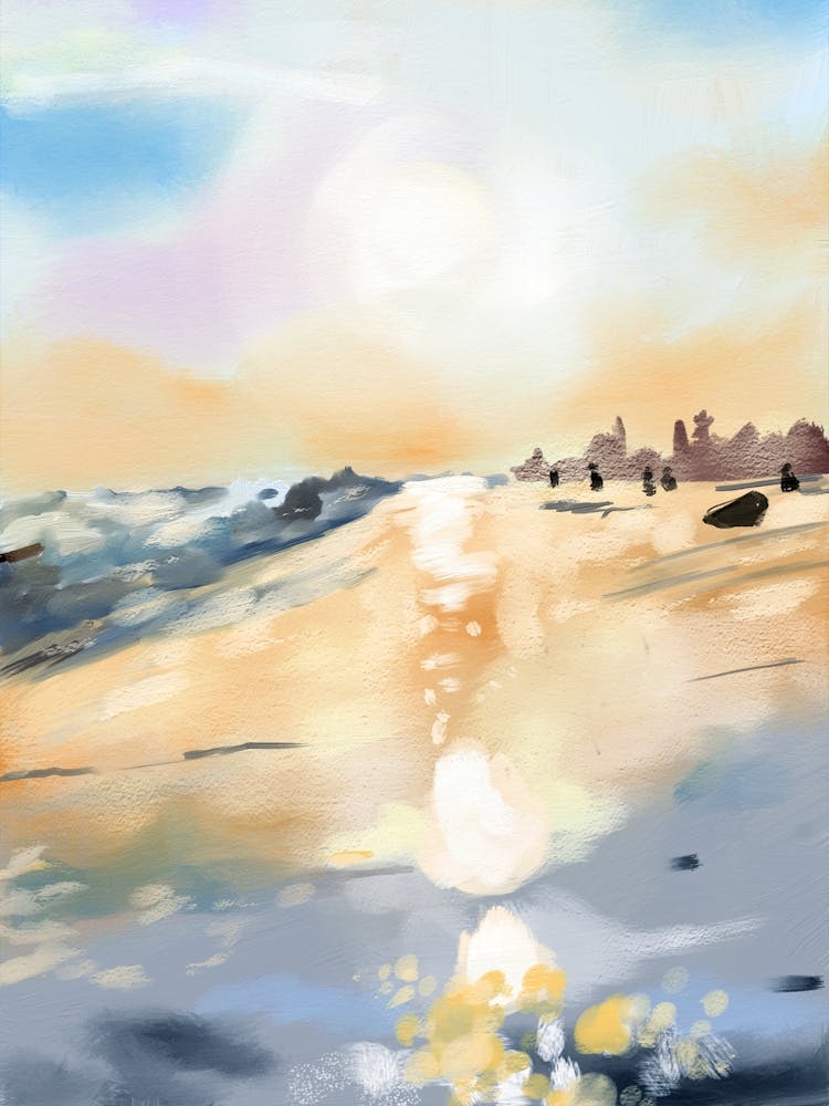 Beautiful sea side in oil Painting