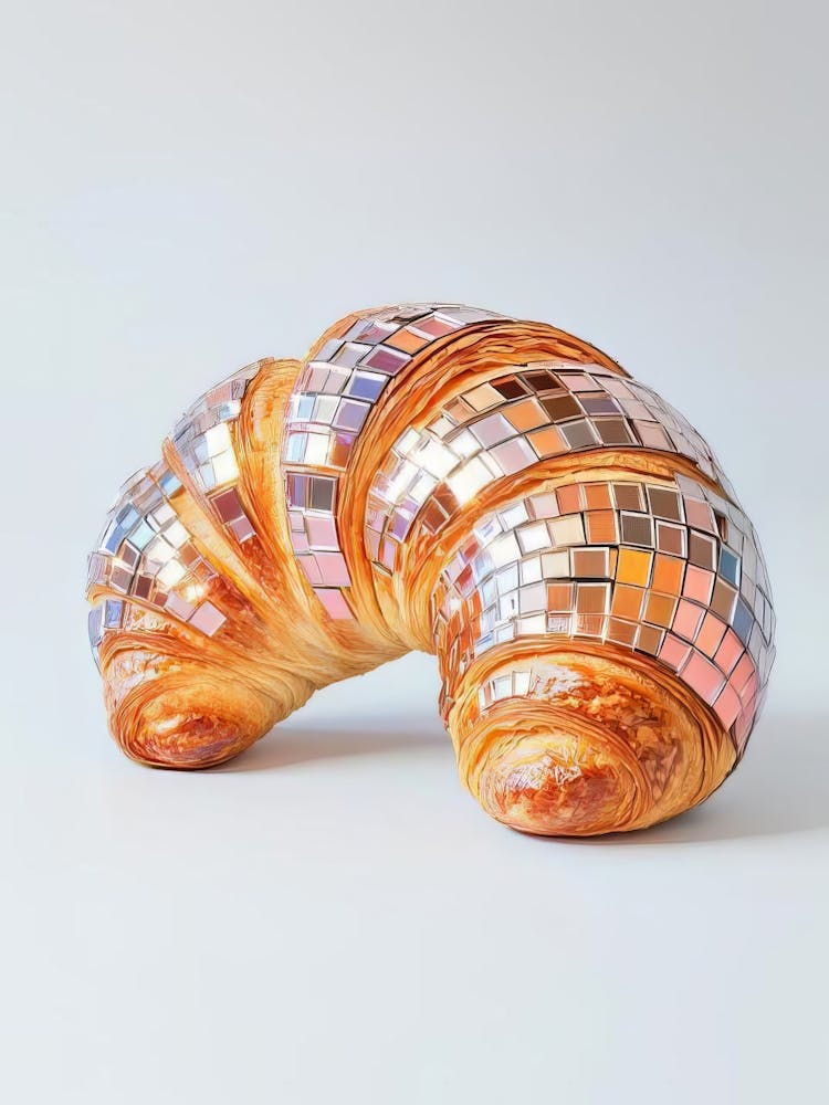 Disco Croissant Print Glitter Croissant Poster Pop Art Croissant Breakfast Print Funky Croissant Print Eclectic Print Colorful Kitchen Print
