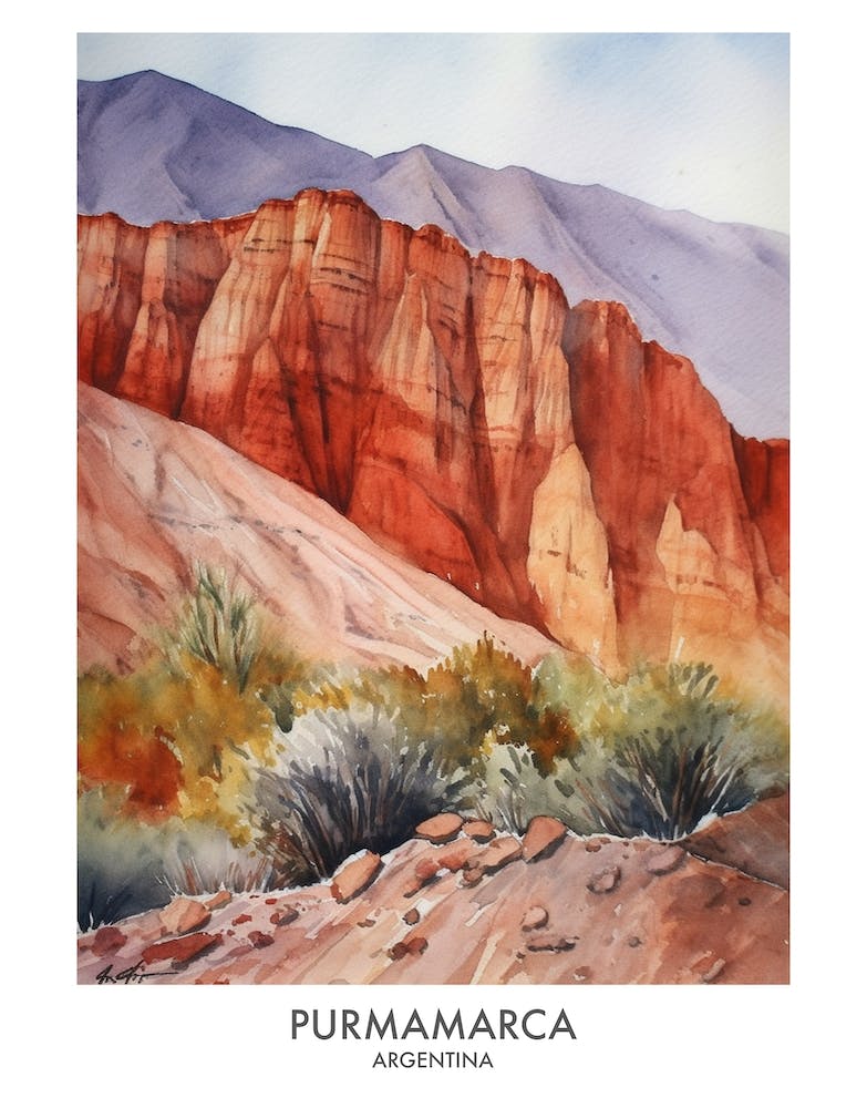 Purmamarca 3 Watercolour Travel Poster