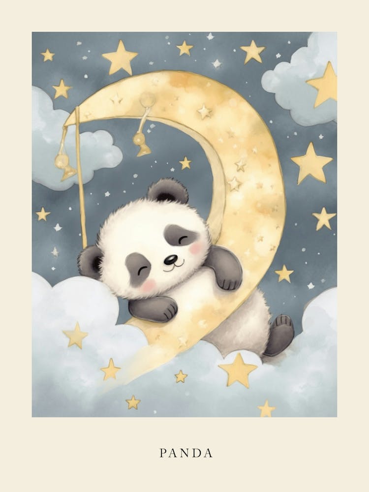 Sleeping Baby Panda 3 Nursery Poster