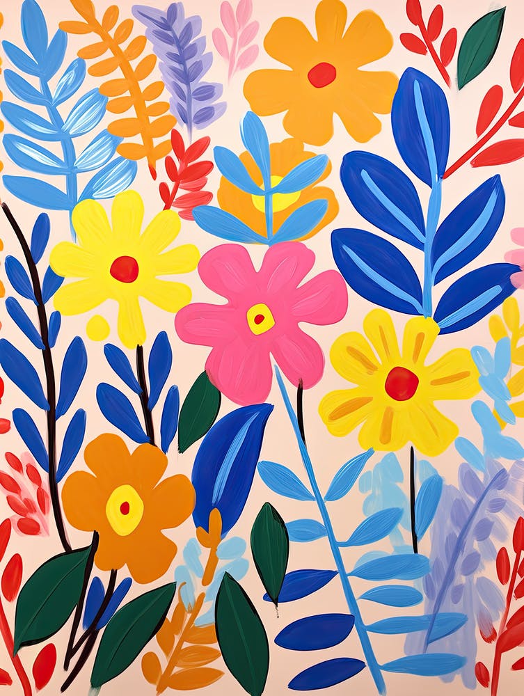 Verspielter Blumenstrauß; Matisse-Stil Blumen-Träumerei