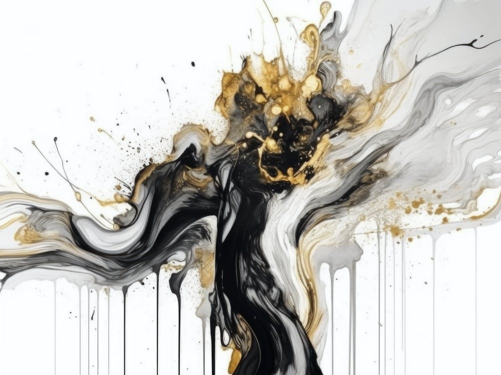 Gold And Black Abstract Painting 1