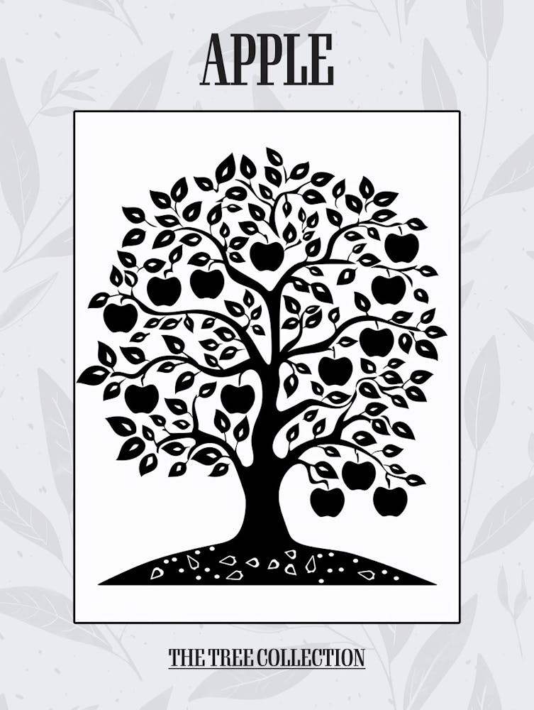 Apple Tree Simple Geometric Nature Stencil 2 Poster