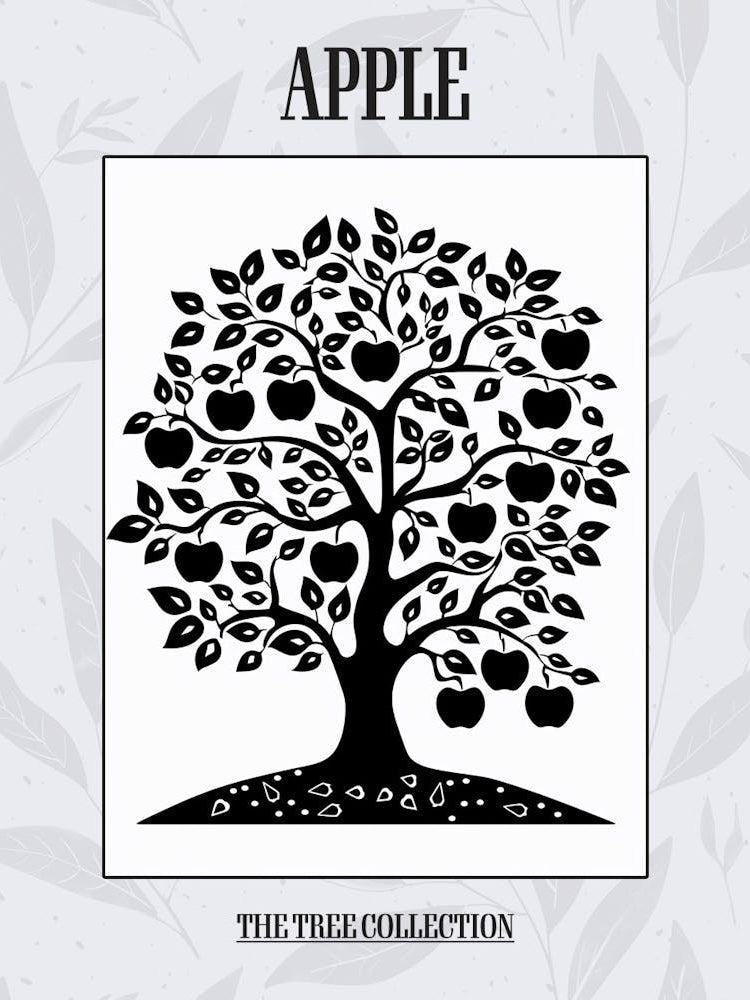Apple Tree Simple Geometric Nature Stencil 2 Poster