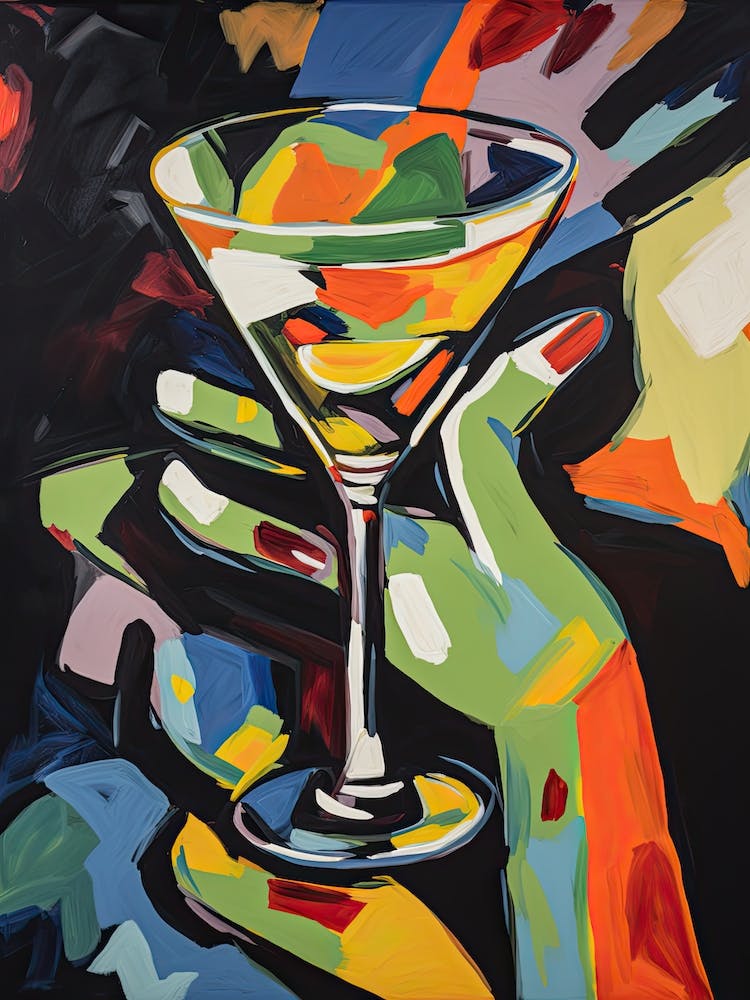 A Hand Holding A Martini Painting