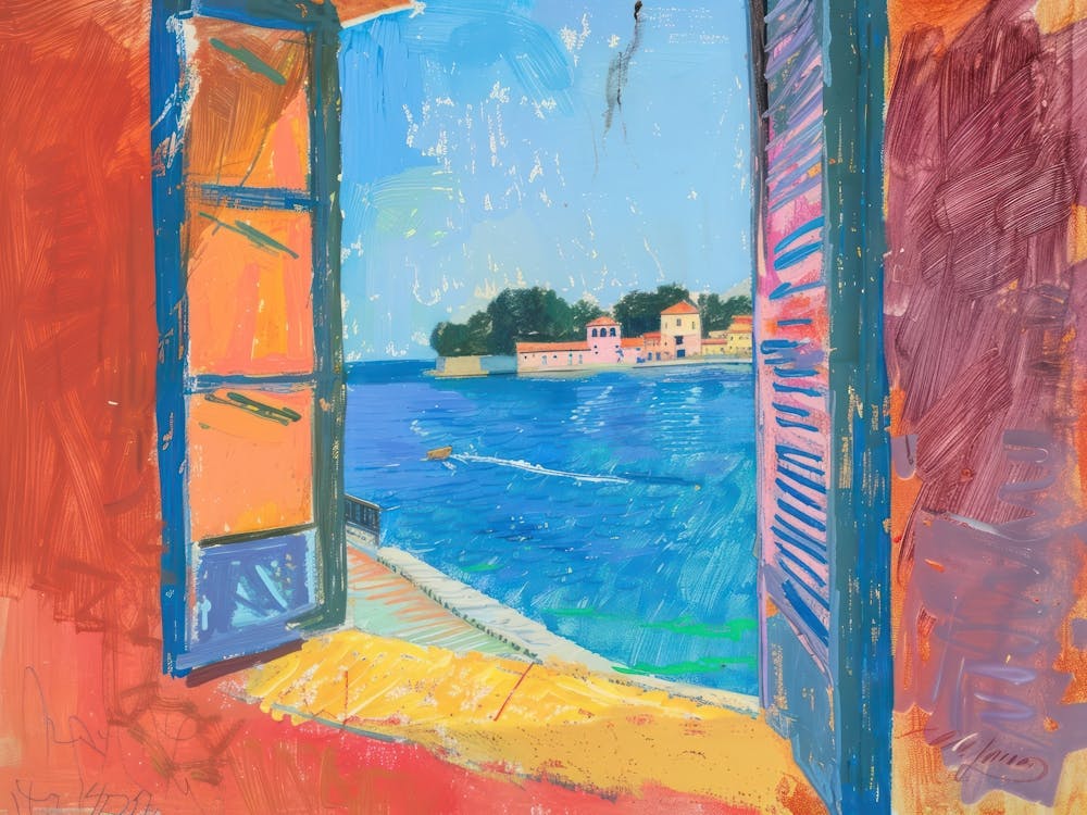 Rovinj From The Window View Painting 1