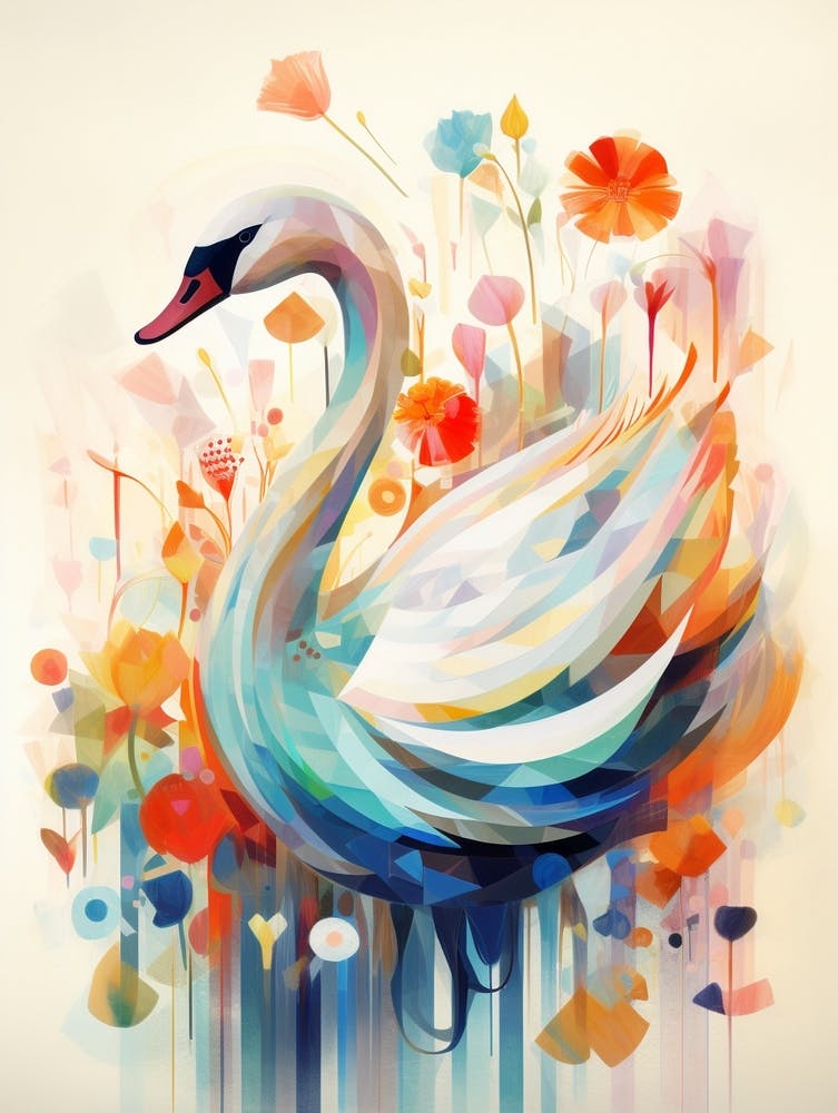 Bird Painting Collage Swan 2