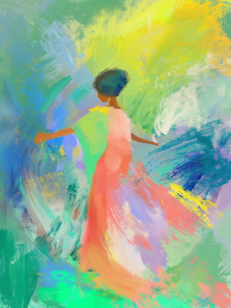 Abstract Of A Woman In A Colorful Dress
