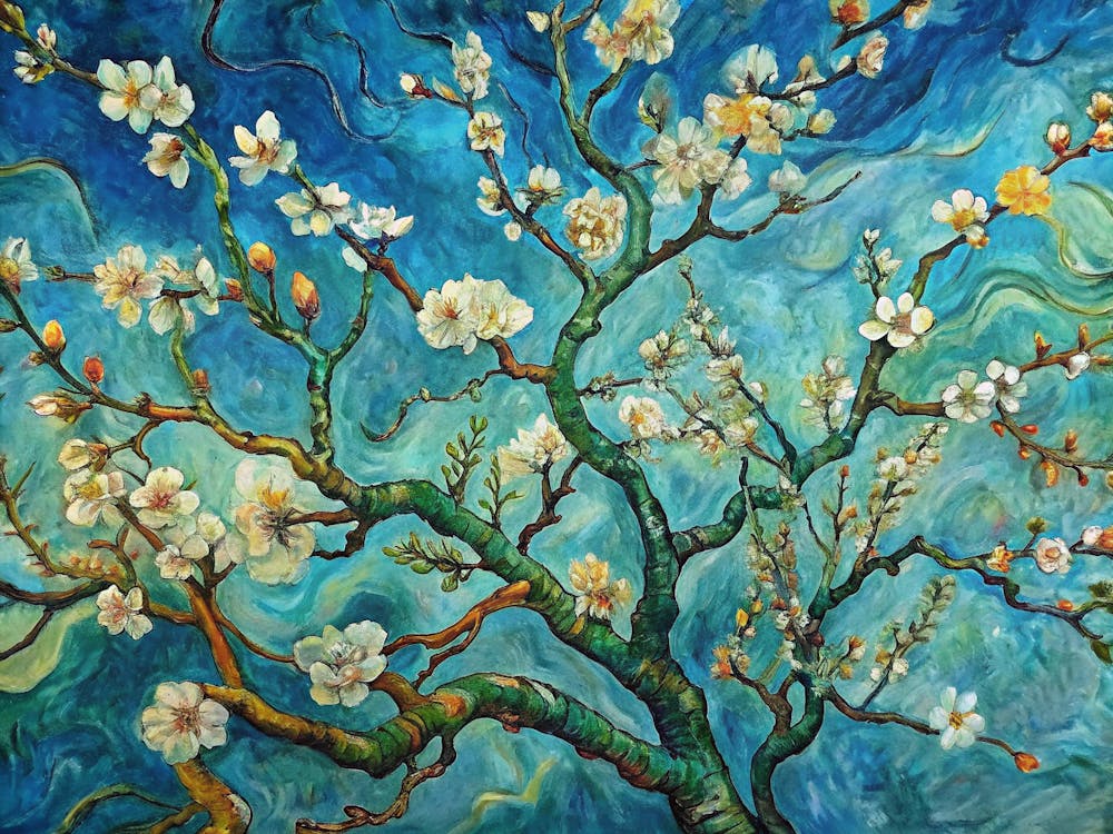Van Gogh Abstract Almond Branches With Flowers Flo