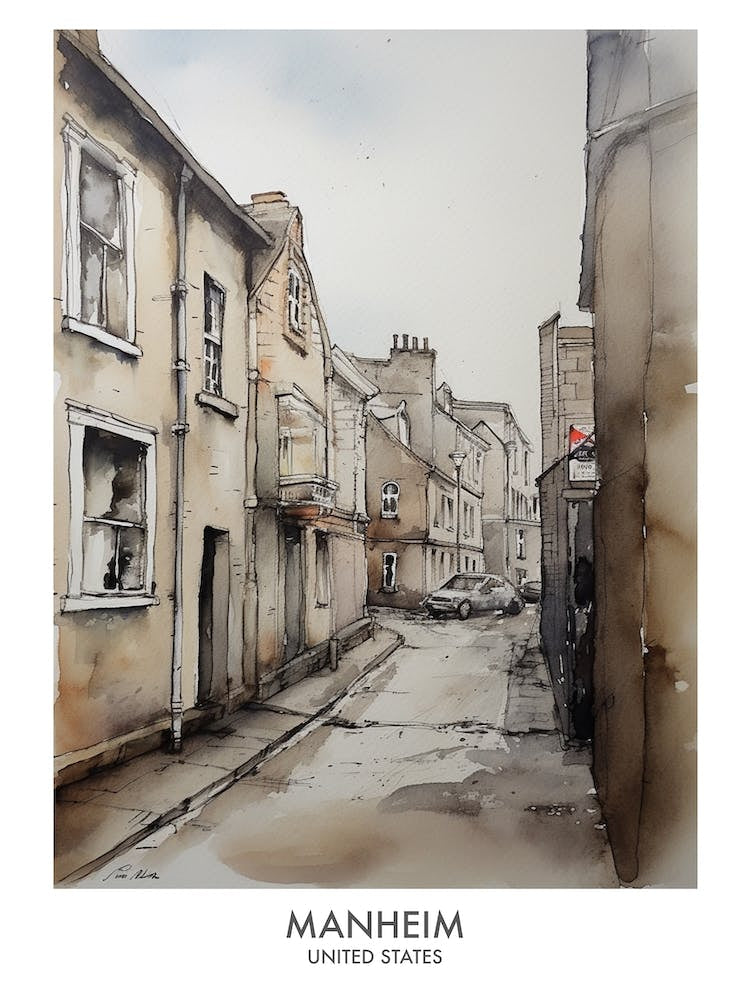Manheim 2 Watercolour Travel Poster