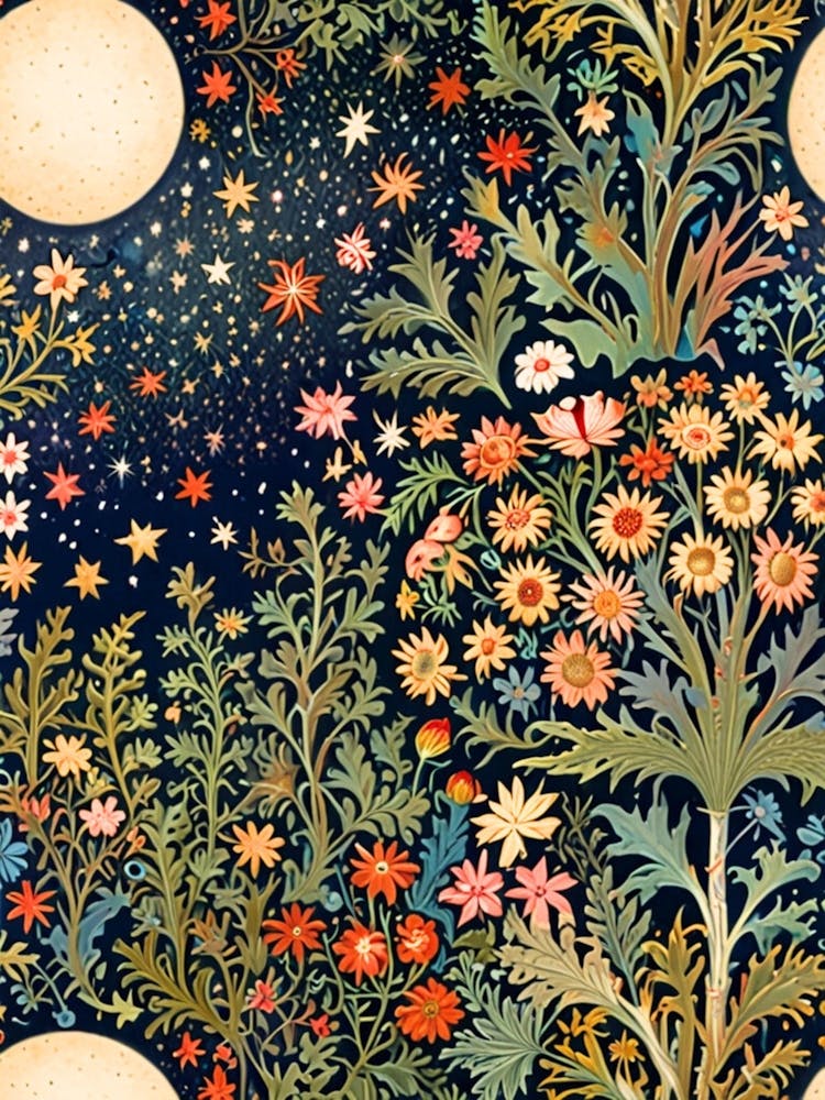 William Morris Moon And Flowers 60
