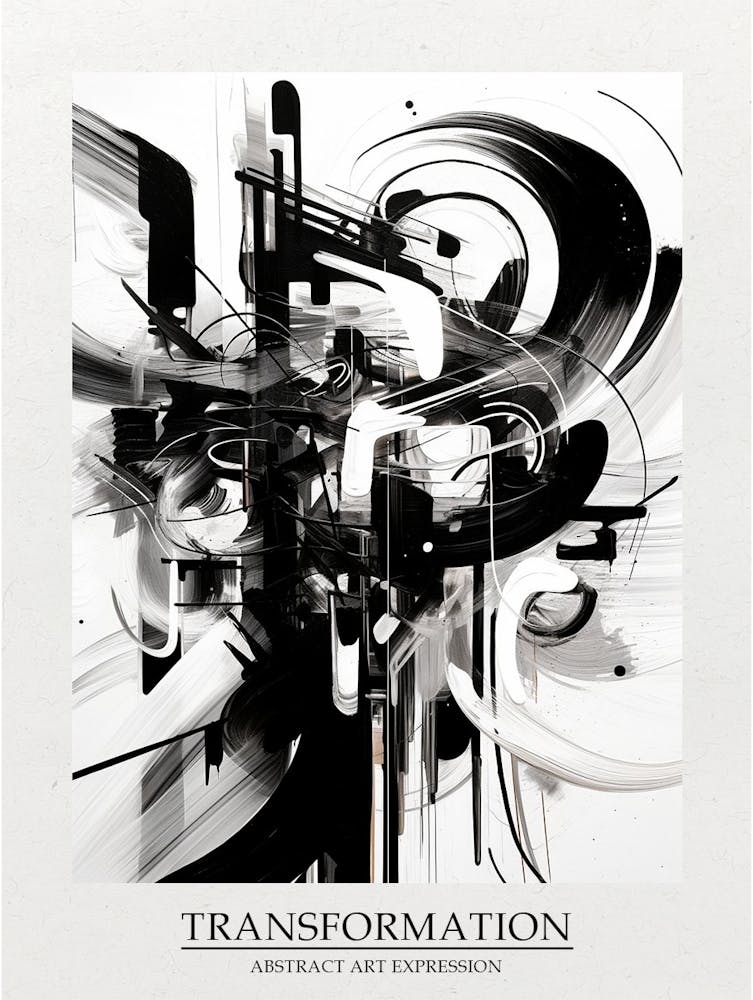 Transformation Abstract Black And White 1 Poster