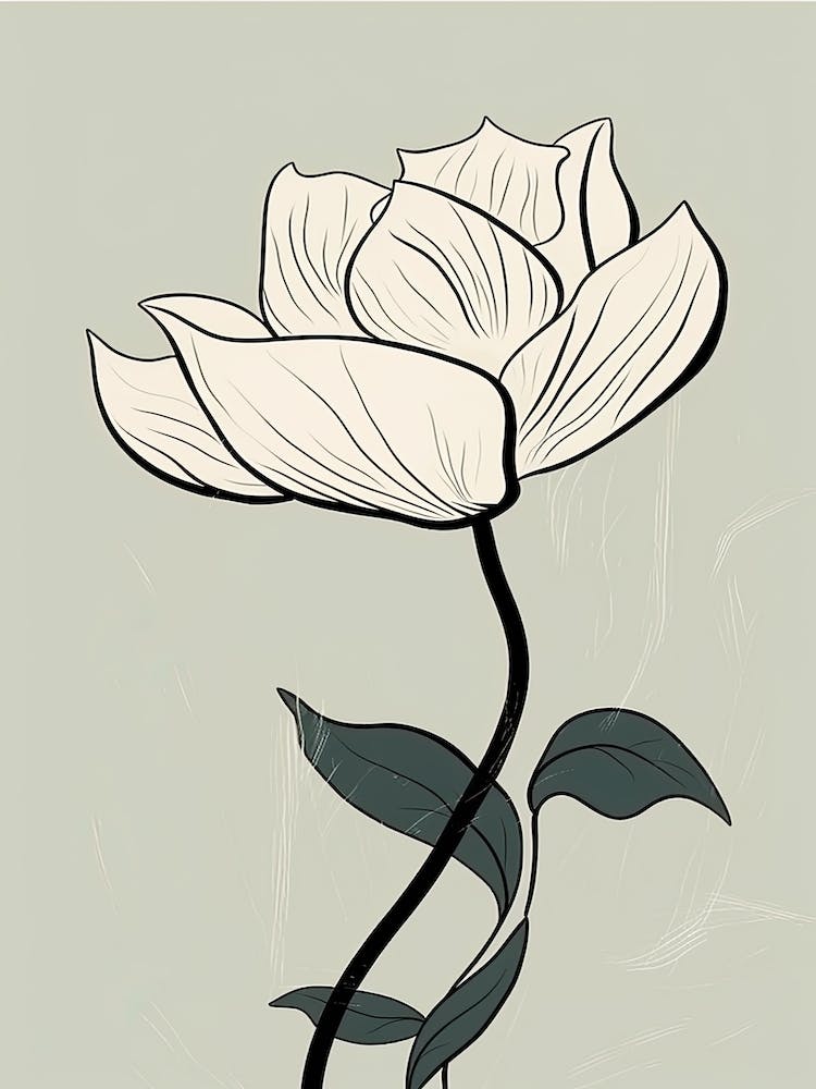 Line Art Lotus Flowers Illustration Neutral 2
