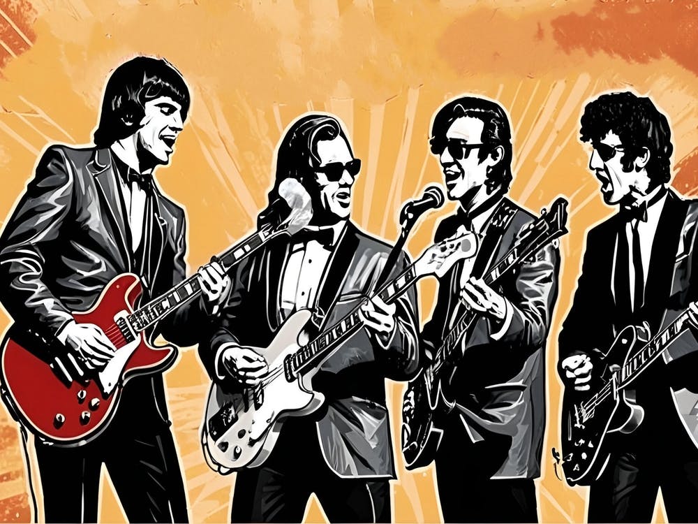 Retro Vintage Rock And Roll Music Band wall art poster