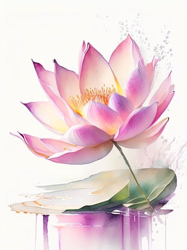 Rosa Lotus Märchenbuch Aquarell 3