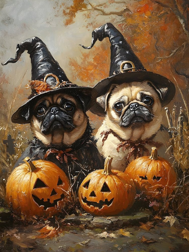 Halloween Pugs In Oil 8