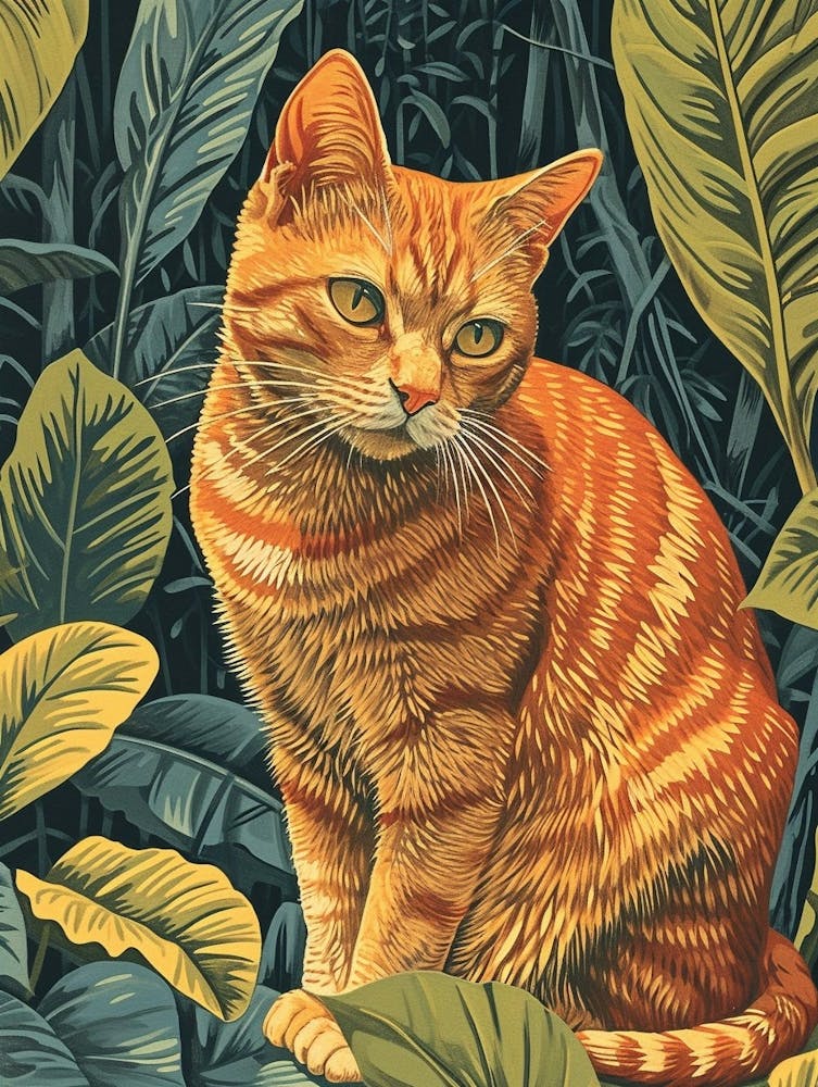Exotic Shorthair Cat Relief Illustration 2