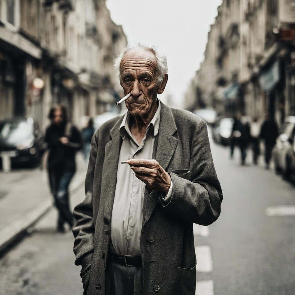 Old Man Smoking A Cigarette 2