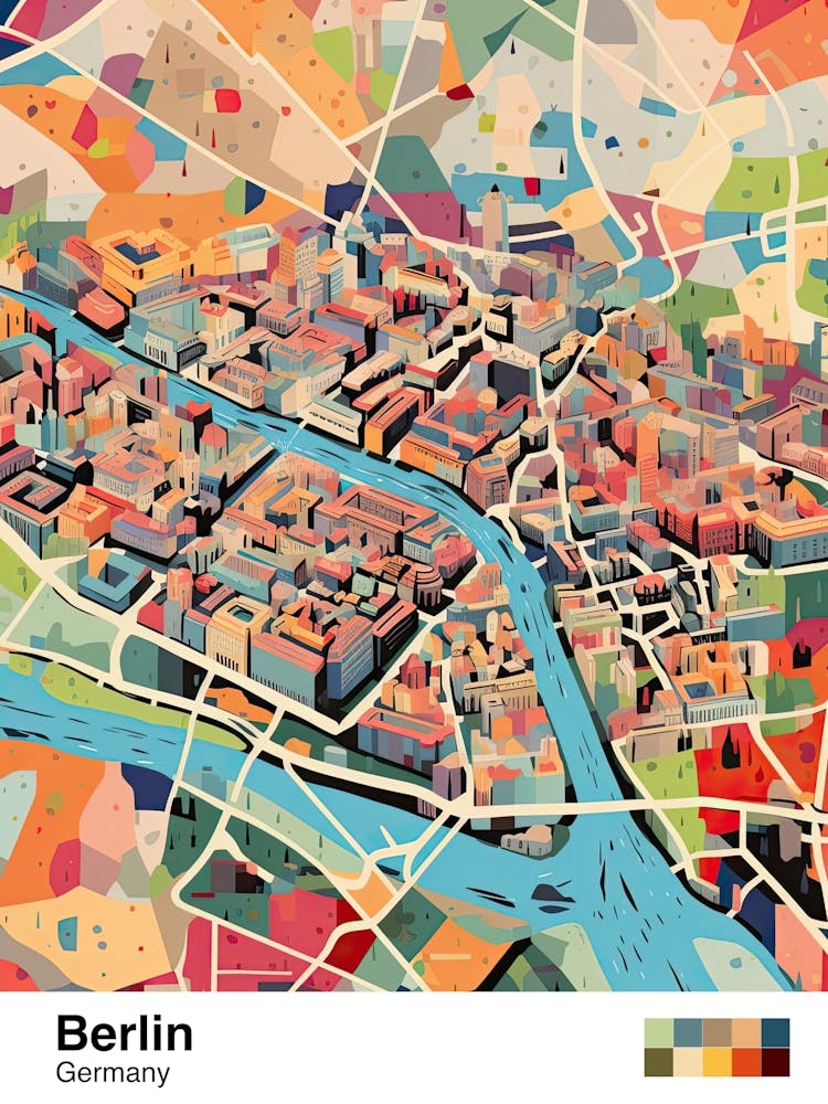 Berlin, Germany, Geometric Illustration 4 Poster