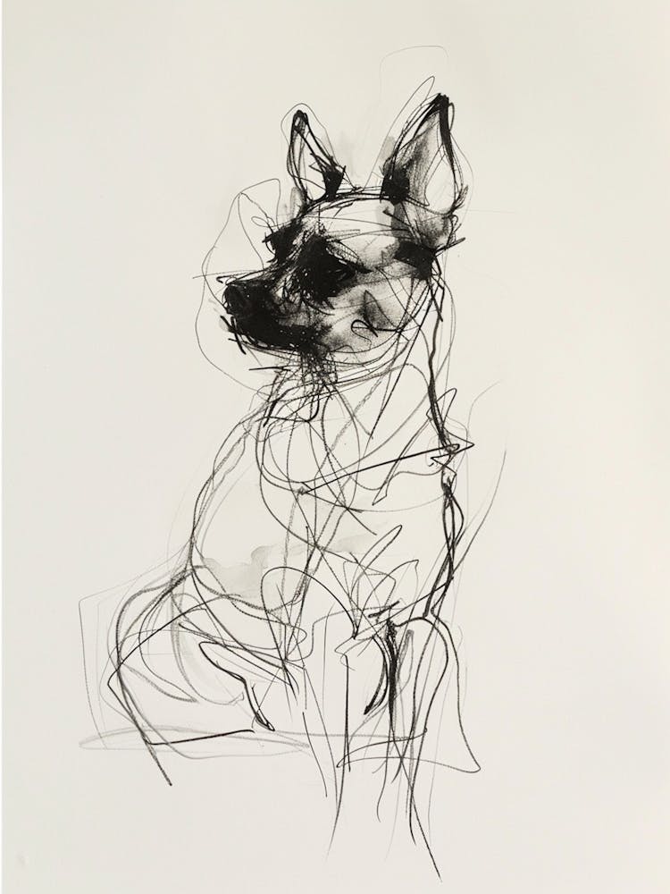 Chihuahua Dog Charcoal Line 1