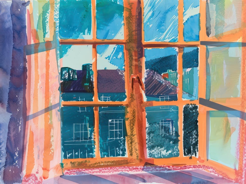 Bergen From The Window View Painting 2