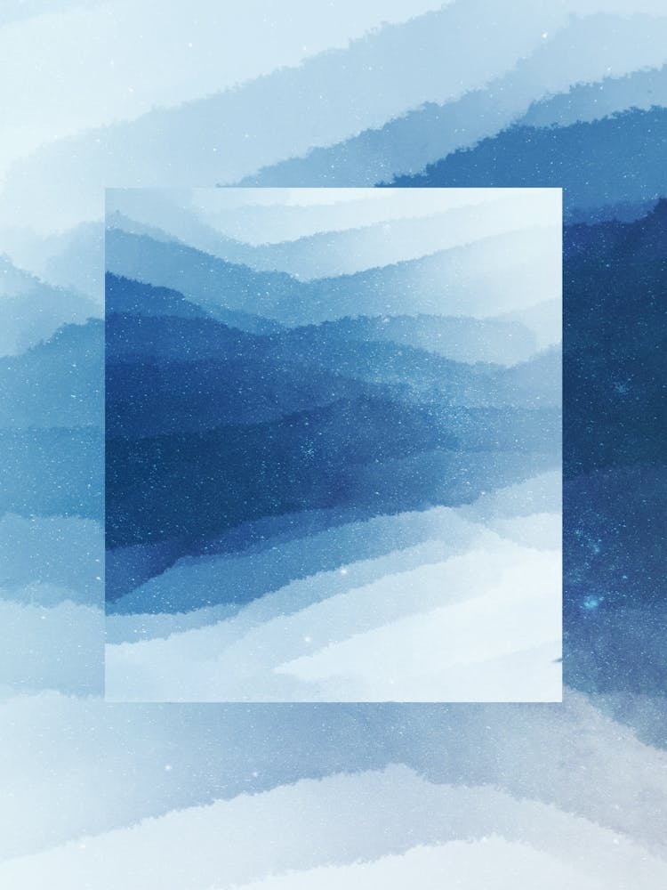 Minimal art Abstract Blue Watercolor Painting